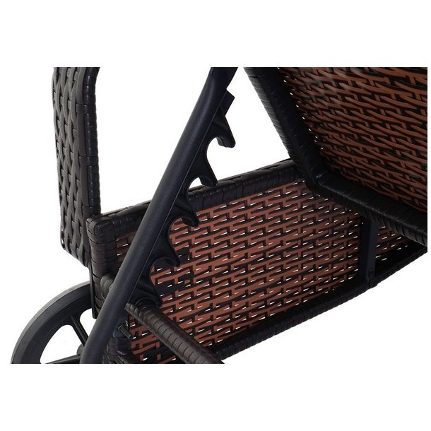 Polyrattan aluminium solseng - brun luksus solvogn og liggestol