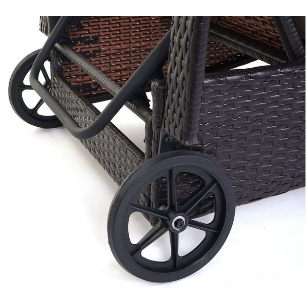 Polyrattan aluminium solseng - brun luksus solvogn og liggestol