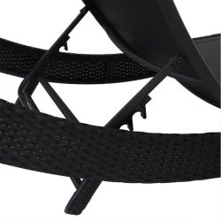 Polyrattan solseng - sort polyrattan liggestol med creme/hvid stof