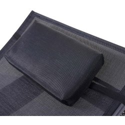 Polyrattan solseng - gr� polyrattan liggestol med sort stof