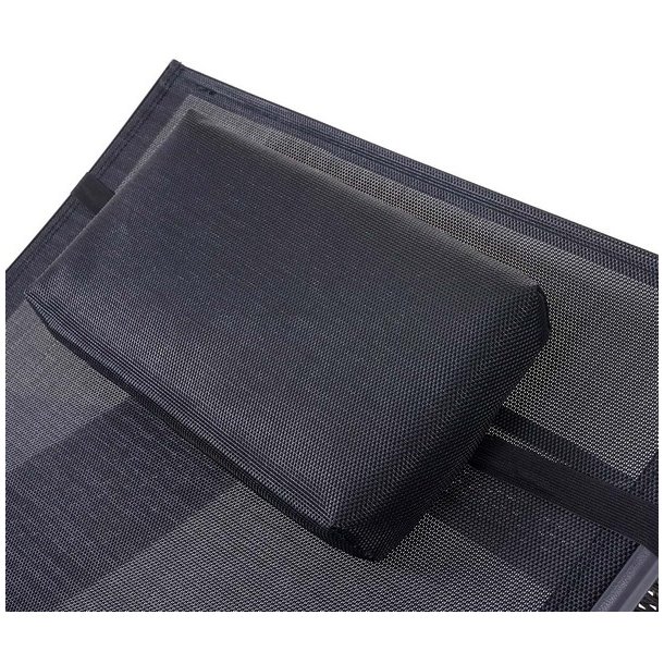 Polyrattan solseng - gr� polyrattan liggestol med sort stof