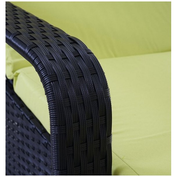 Polyrattan aluminium solseng - sort luksus solvogn og liggestol