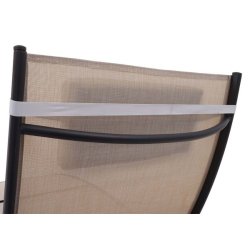 Polyrattan solseng - sort polyrattan liggestol med creme/hvid stof