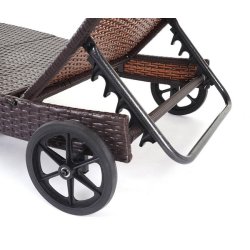 Polyrattan solseng - brun solvogn og liggestol med beige hynde