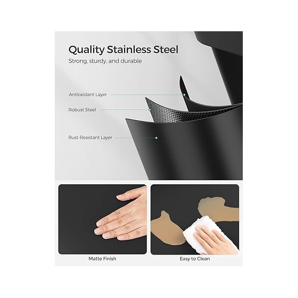 Pedalspand - skraldespand med l�g - 45L (3x15L) sort metal