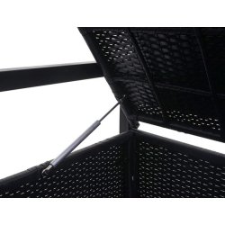 Havebnk og hyndeboks - sort polyrattan med gr hynde - 2 personer