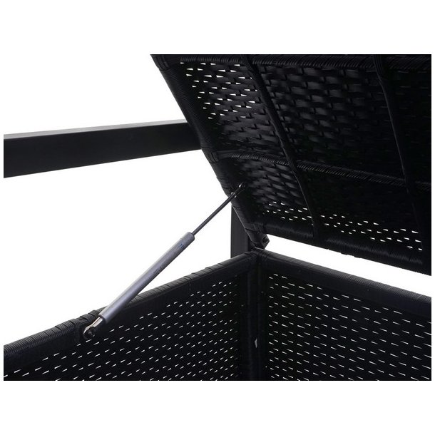 Havebnk og hyndeboks - sort polyrattan med creme hynde - 3 personer