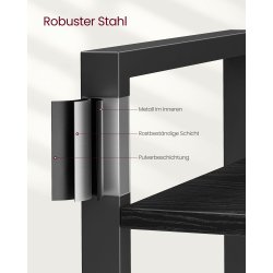 Reol - stuereol i industrielt design - sort 186 x 80 x 30