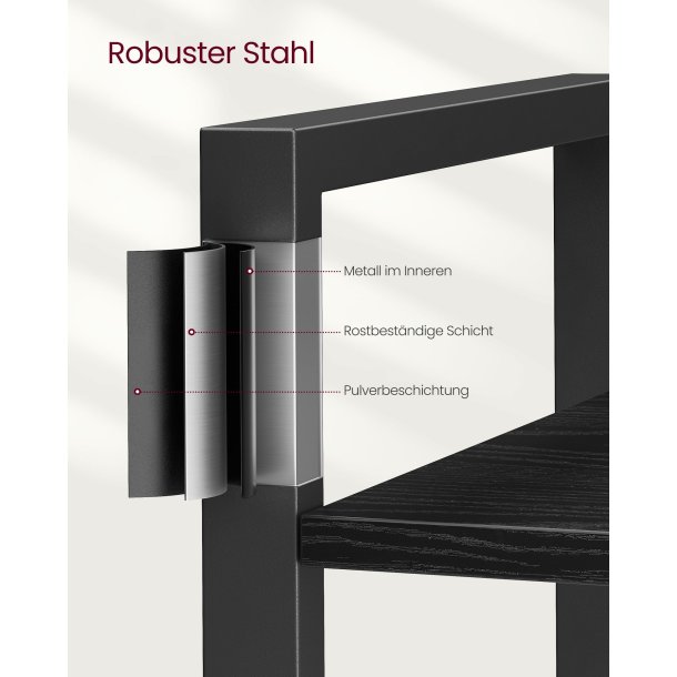 Reol - stuereol i industrielt design - sort 186 x 80 x 30