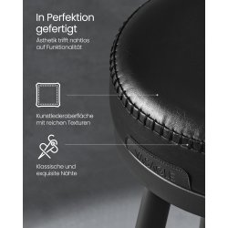 Barstol med kunstlder - st med 2 - sdehjde 76 cm - sort