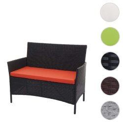 Havebnk - sort polyrattan havebnk med terracotta hynde