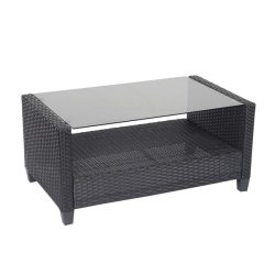 Havem�bels�t - sorte polyrattan havem�bler med antracit hynder