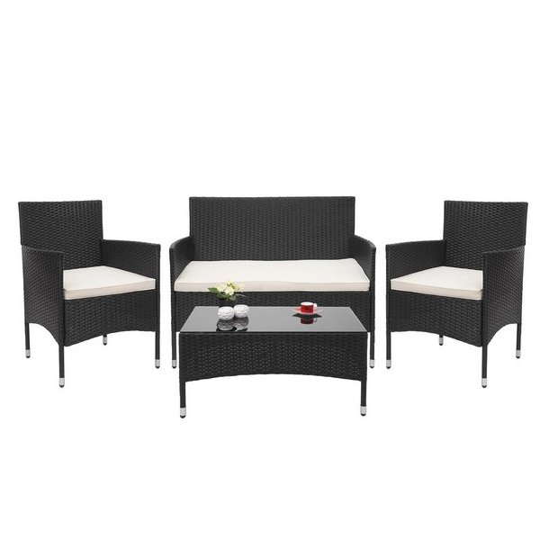 Polyrattan havem�bels�t - sort polyrattan lounge havem�bler - sort 2-1-1