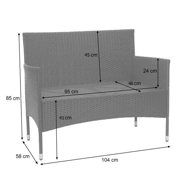 Polyrattan havem�bels�t - sort polyrattan lounge havem�bler - sort 2-1-1