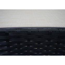 Polyrattan solseng - sort polyrattan liggestol med creme/hvid stof