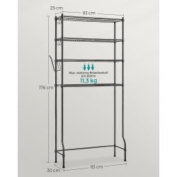 Badevrelsesreol - stlreol til over toilet og vaskemaskine - sort