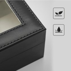Urboks i kunstl�der - display�ske til 6 ure - sort urkasse