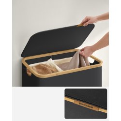 Vasket�jskurv med 2 rum - 2 vasket�jsposer - 130 liter - sort