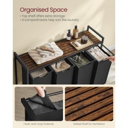 Vasket�jskurve med 4 rum - 4 vasket�jsposer - rustik brun