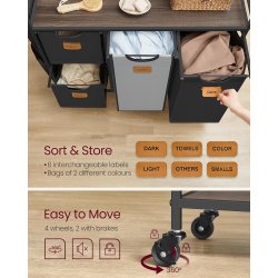 Vasket�jskurve p� stativ med hjul og 4 rum - kastanjebrun hylde