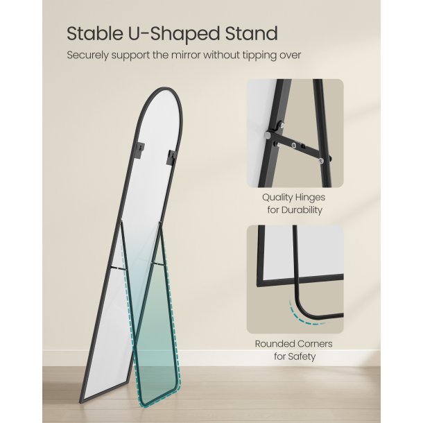 Helkropsspejl 160 x 50 cm - gulvspejl - helfigur spejl