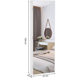 Smykkeskab med LED-lys - v�gh�ngt spejlskab til d�r - hvid