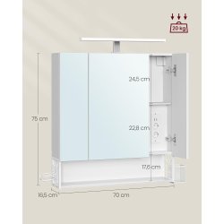 Badev�relsesskab - overskab - spejlskab med str�mstik - hvid