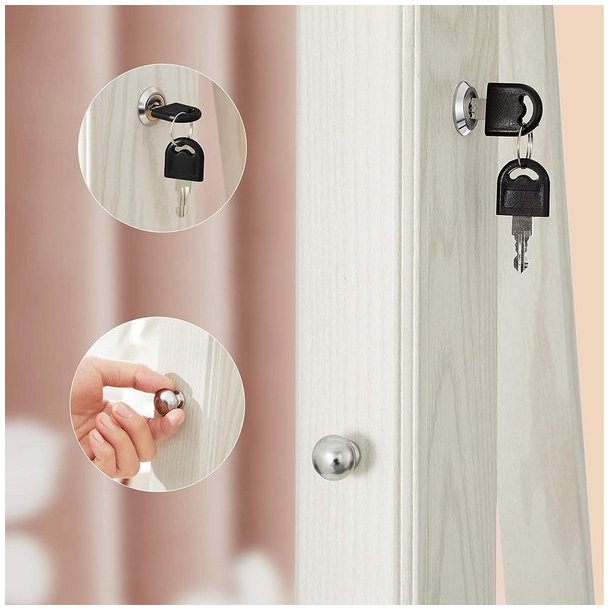 Smykkeskab, drejeligt skab med spejl, spejlskab til smykker