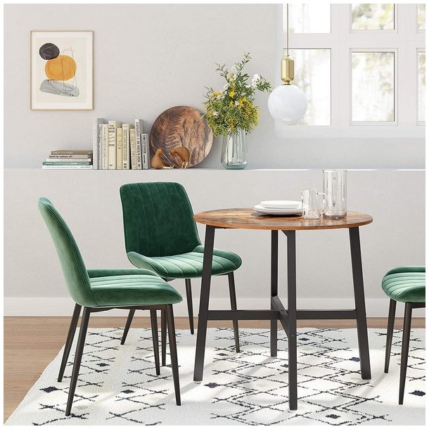 Spisebord i industrielt design - rundt bord - rustik brun �80