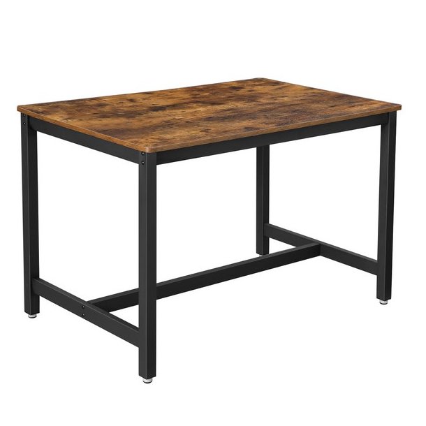 Spisebord i industrielt design - rustik brun bord 120 x 75 x 75