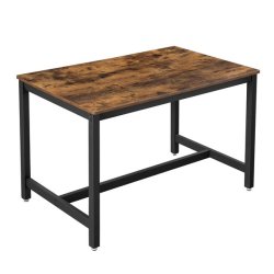 Spisebord i industrielt design - rustik brun bord 120 x 75 x 75