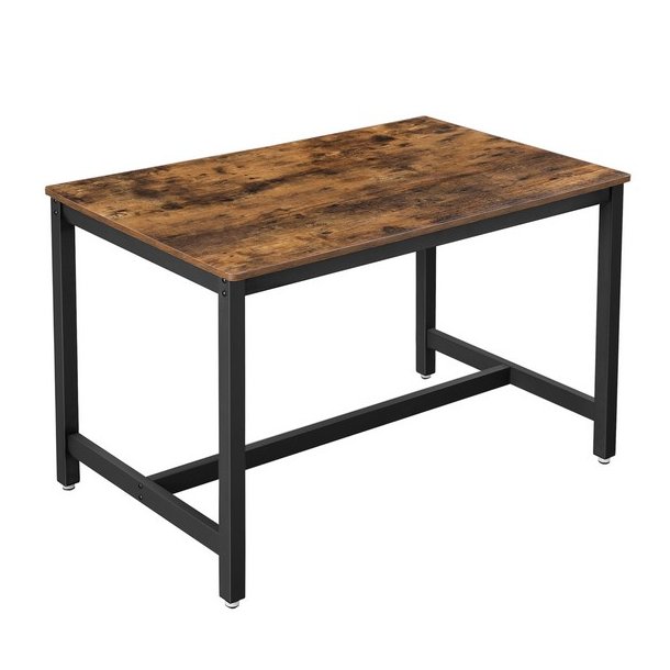 Spisebord i industrielt design - rustik brun bord 120 x 75 x 75