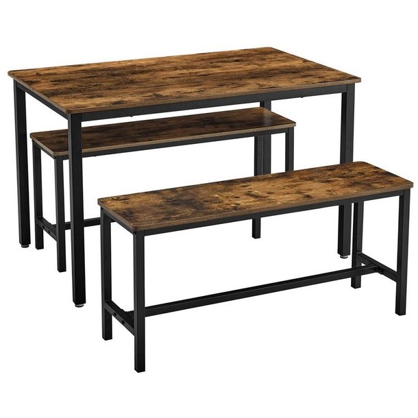 Spisebordss�t med spisebord og b�nke i industrielt design