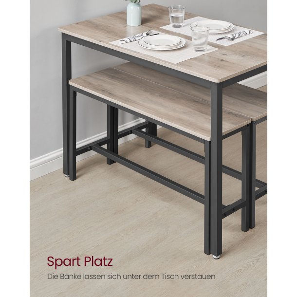 Spisebordss�t med spisebord og b�nke - b�nkes�t - gr� beige