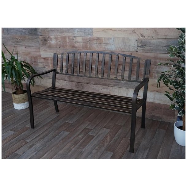 St�lb�nk - vintage bronze parkb�nk og haveb�nk i pulverlakeret st�l