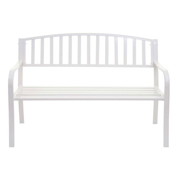 Stlbnk - hvid parkbnk og havebnk i pulverlakeret stl