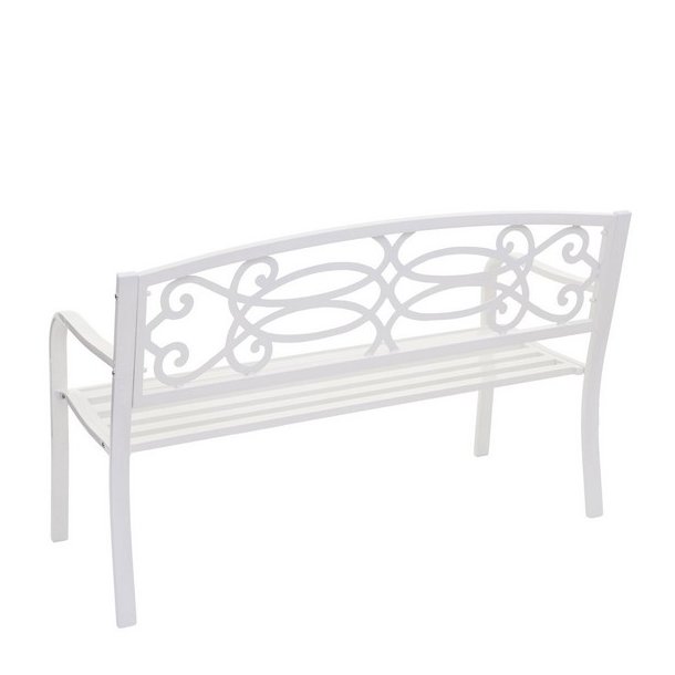 Parkbnk og havebnk - hvid stlbnk i pulverlakeret stl