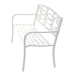 Parkbnk og havebnk - hvid stlbnk i pulverlakeret stl