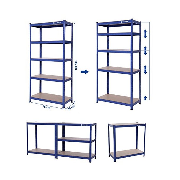 Lagerreol - v�rkstedsreol - bl� st�lreol 150 x 75 x 30