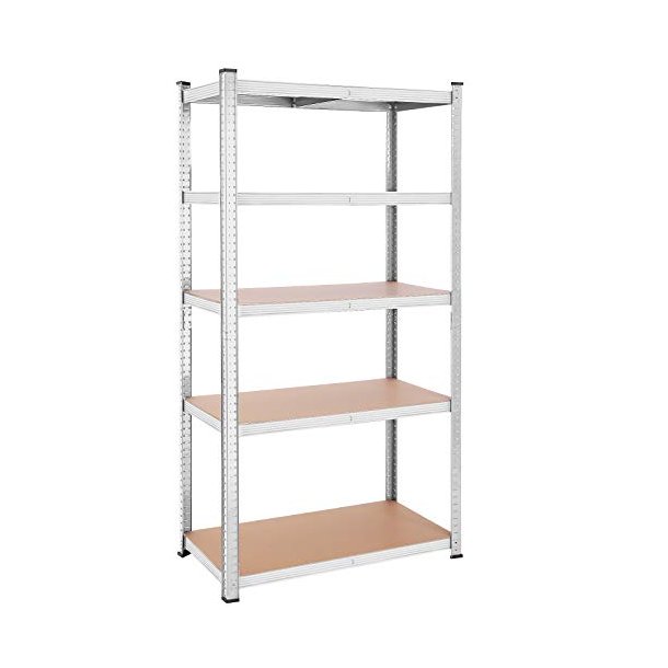 St�lreol med 5 hylder - delbar lagerreol - s�lv 200 x 100 x 50