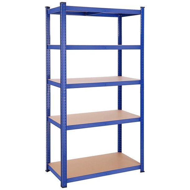 St�lreol med 5 hylder - lagerreol - bl� reol 200 x 100 x 50