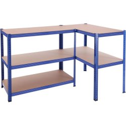 St�lreol med 5 hylder - lagerreol - bl� reol 200 x 100 x 50