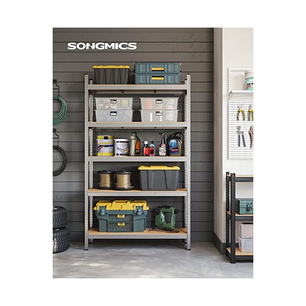 St�lreol med 5 hylder - lagerreol - s�lv reol 200 x 120 x 60