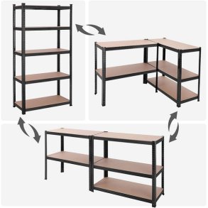 St�lreol med 5 hylder - lagerreol - sort reol 200 x 100 x 50