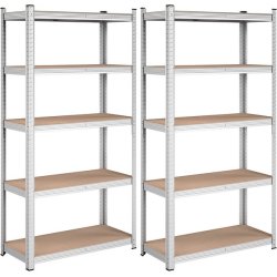 St�lreol - s�t med 2 lagerreoler - s�lv og brun 180 x 90 x 40