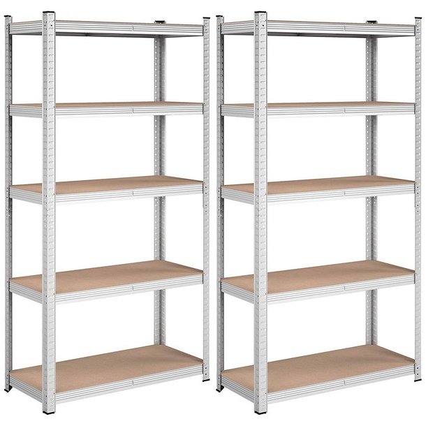 St�lreol - s�t med 2 lagerreoler - s�lv og brun 180 x 90 x 40