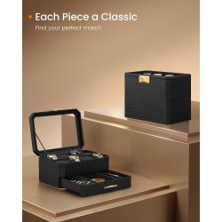 Urkasse til 8 ure i kunstl�der - 3-lags display�ske - sort