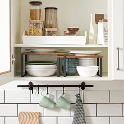 Hylder til bord - s�t med 2 stabelbare k�kkenhylder - rustik brun