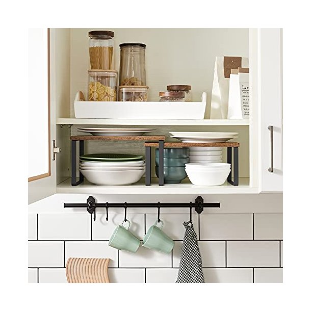 Hylder til bord - s�t med 2 stabelbare k�kkenhylder - rustik brun