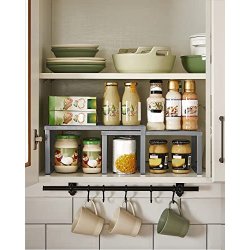 Hylder til bord - s�t med 2 stabelbare k�kkenhylder - gr� metal